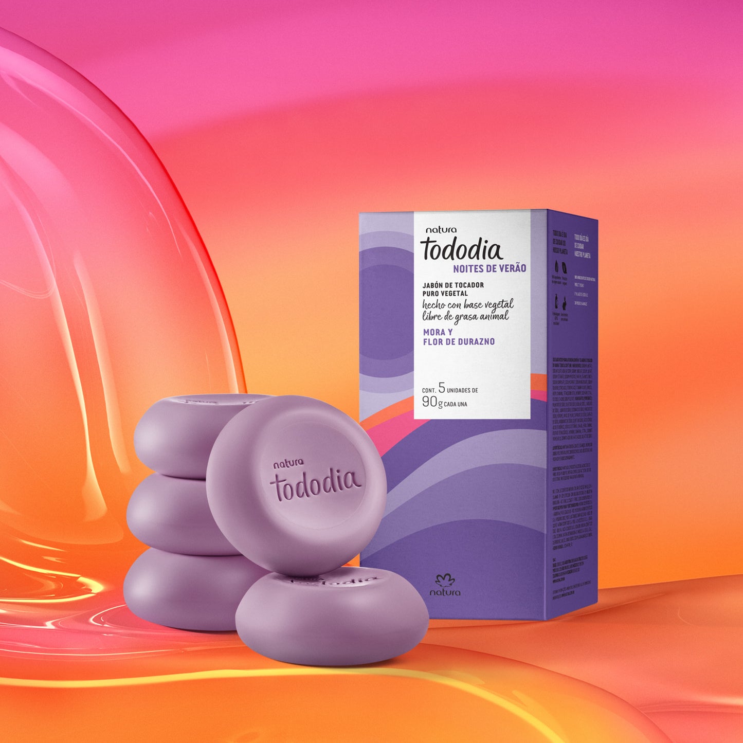 TODODIA - Sabonete em Barra Puro Vegetal Amora e Flor de Pêssego