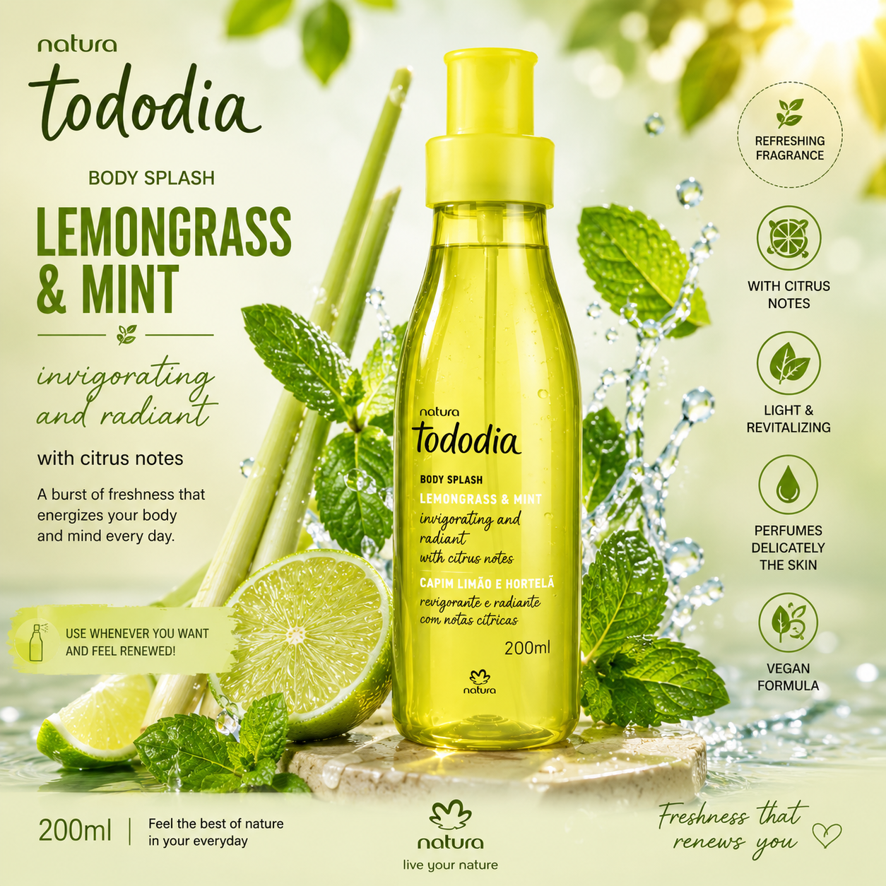 TODODIA - Lemongrass and Mint Body Splash