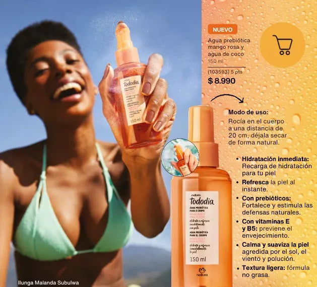 TODODIA - Prebiotic Body Water Pink Mango and Coconut water.