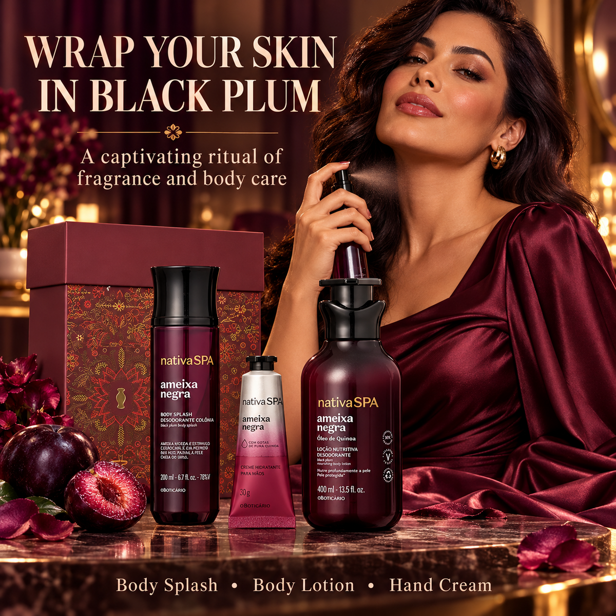 Boticário - Nativa SPA Black Plum Christmas Gift Set 3 Pieces