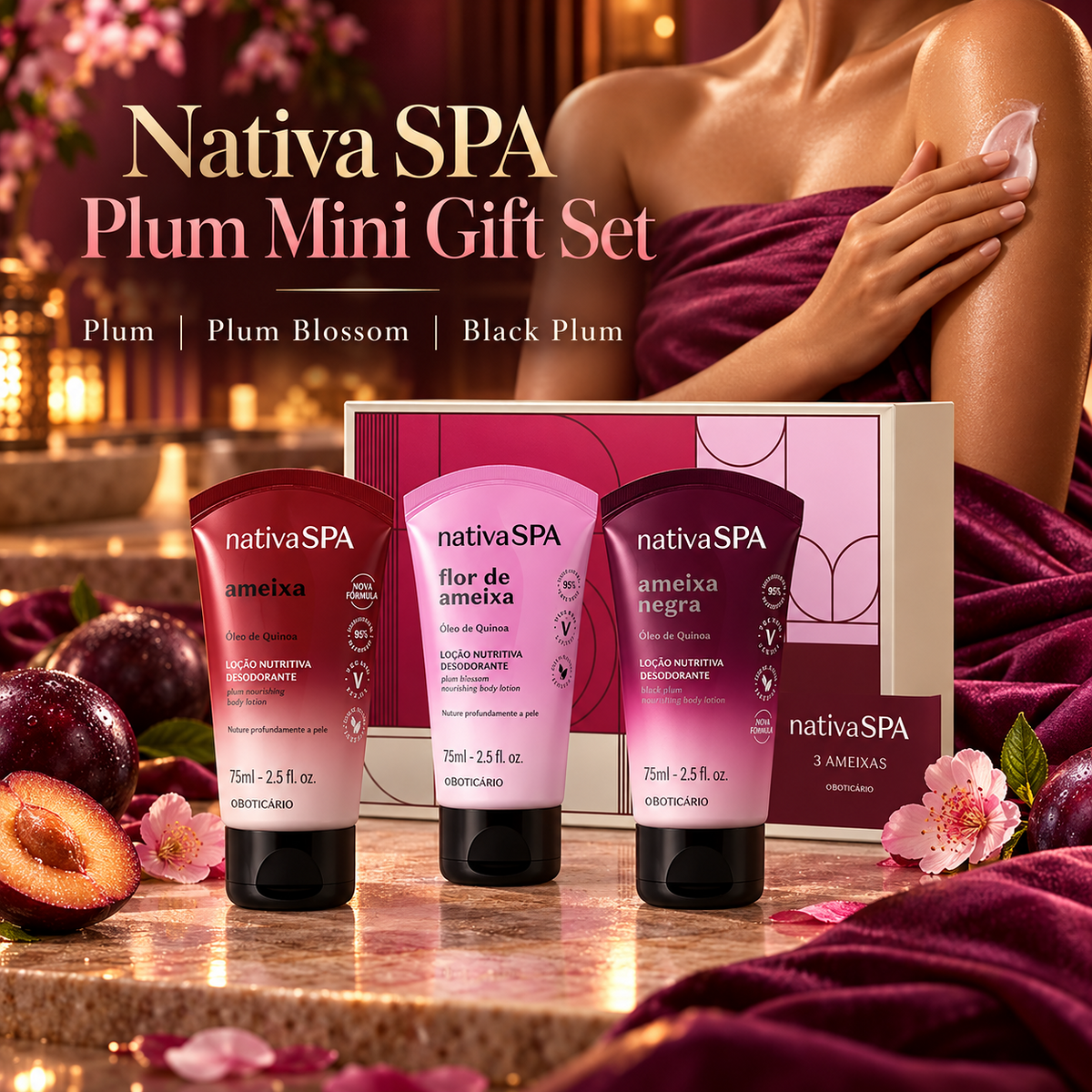 Boticário - Nativa SPA Plum Mini Gift Set – 3 Body Lotions