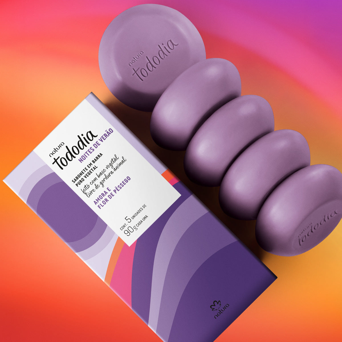 TODODIA - Sabonete em Barra Puro Vegetal Amora e Flor de Pêssego
