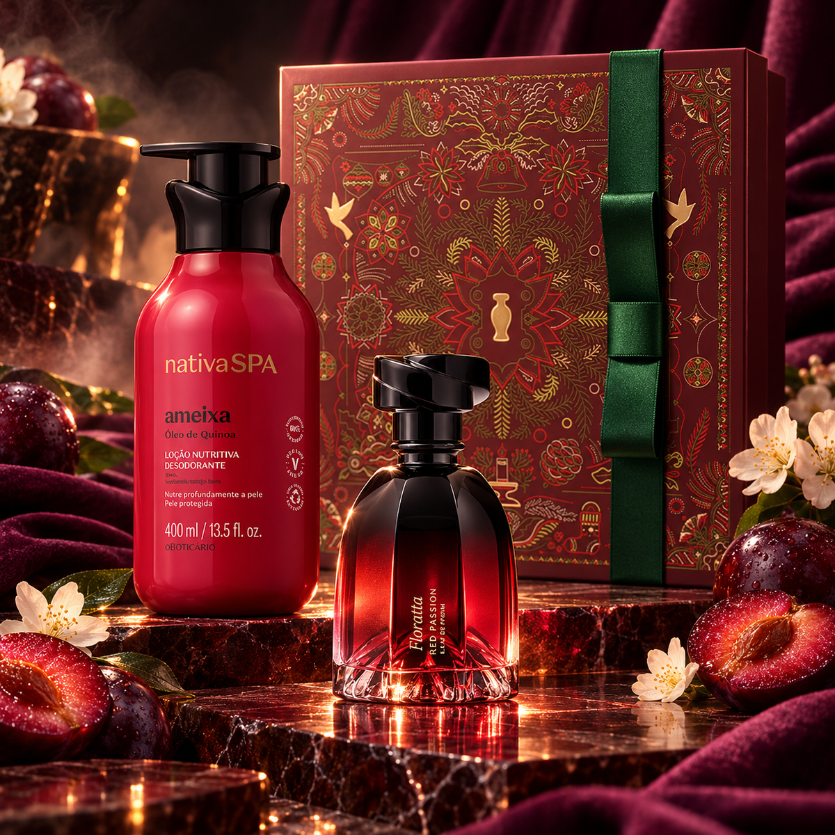 Floratta Red Passion and Nativa SPA Plum Christmas Gift Set