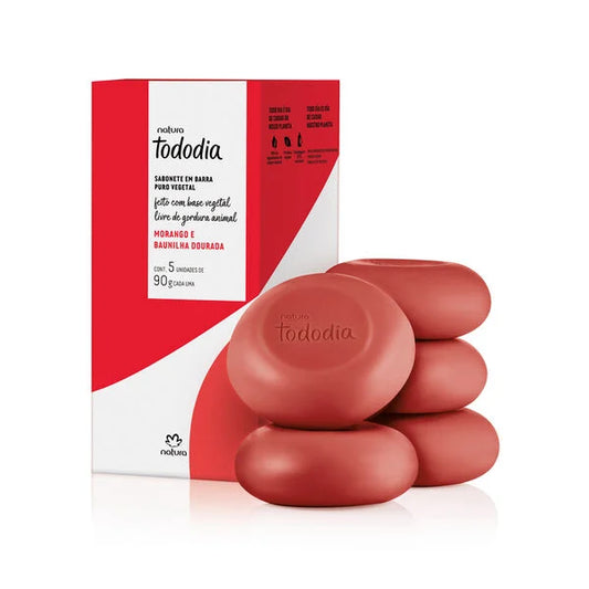 Tododia - Sabonete em Barra Puro Vegetal Morango e Baunilha Dourada